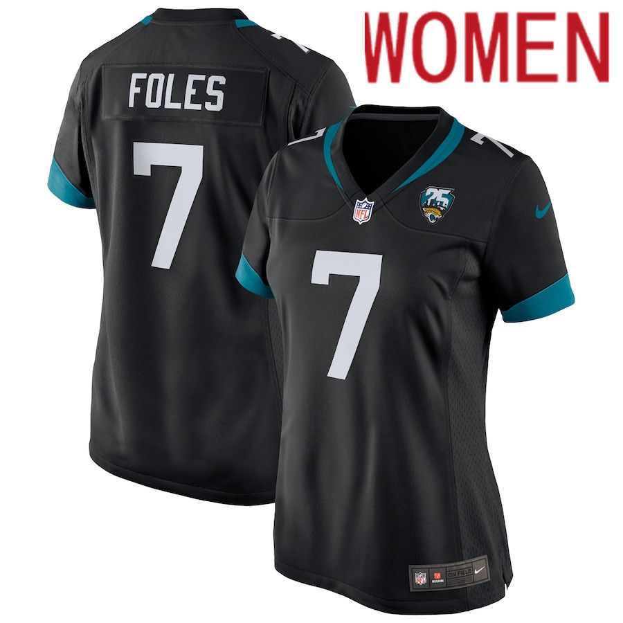 Women Jacksonville Jaguars 7 Nick Foles Nike Black 25th Season Game NFL Jersey